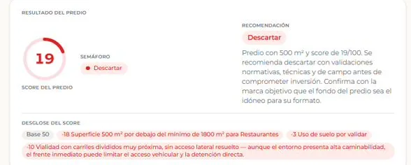 Desglose del score en Lantivo: base 50 y los factores que suman o restan puntos